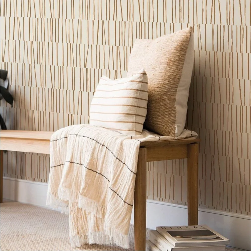 2!!!! TEMPAPER NWT Bobby birk shift copper and cream peel & stuck wallpaper